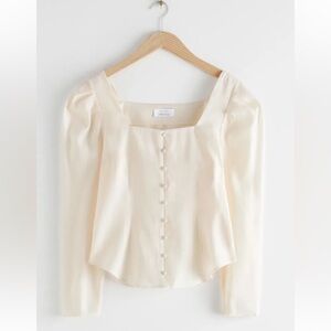 & OTHER STORIES Square Neck Button Up Blouse NWT